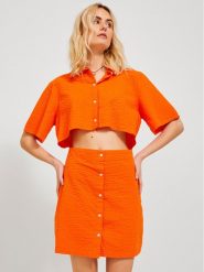 JJXX Sukienka koszulowa 12226608 Pomarańczowy Regular Fit. Brązowe sukienki JJXX, xl, bez wzorów, bez kołnierzyka, bez ramiączek, koszulowe. Za 139.99 zł.