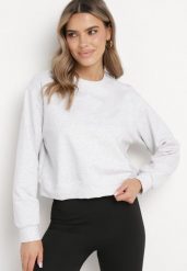Jasnoszara Bawełniana Bluza Oversize o Krótszym Kroju Vesperana. Szare bluzy Born2be, l, bez wzorów, z bawełny, bez kaptura. W wyprzedaży za 93.49 zł.
