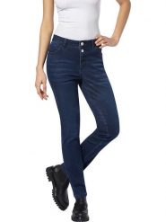 Heine Dżinsy - Slim fit - w kolorze granatowym rozmiar: 42. Niebieskie jeansy Heine, z aplikacjami, klasyczne. Za 70.57 zł.