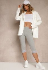 Szare Spodnie z Bawełny o Długości 3/4 Legginsy Abiknia. Szare legginsy Renee, bez wzorów, z bawełny. W wyprzedaży za 23.99 zł.
