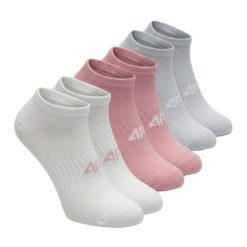 Skarpety sportowe damskie stopki 3 pary. Białe skarpetki 4f, bez wzorów, z bawełny. Za 49.99 zł.