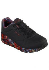 Buty sportowe Sneakersy damskie, Uno - Majestic Garden. Czarne buty treningowe Skechers, bez wzorów, z materiału, przed kostkę, bez zapięcia, trekkingowe. Za 399.99 zł.