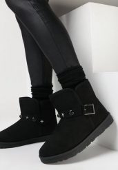 Czarne Śniegowce Abrams. Czarne śniegowce Born2be, z aplikacjami, z gumy, bez zapięcia. Za 79.99 zł.