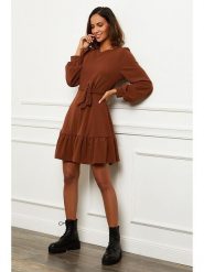 L'armoire de Suzette Sukienka w kolorze brązowym rozmiar: 36/38. Brązowe sukienki L'armoire de Suzette, l, bez wzorów, z tkaniny, klasyczne, bez kołnierzyka, bez ramiączek, mini. Za 79.21 zł.