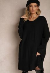 Czarna Dzianinowa Sukienka z Wiskozą o Klasycznym Kroju Rinassa. Czarne sukienki Renee, na co dzień, bez wzorów, z dzianiny, eleganckie, bez kołnierzyka, bez ramiączek, mini, proste. W wyprzedaży za 66.49 zł.