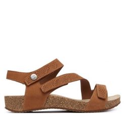 Sandały Josef Seibel. Brązowe sandały Josef Seibel, bez wzorów, bez obcasa, na płaskiej podeszwie, bez zapięcia. Za 439.99 zł.