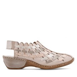 Półbuty Rieker. Brązowe półbuty wsuwane Rieker, bez wzorów, bez obcasa, na koturnie. Za 339.99 zł.