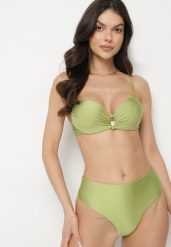 Zielone Bikini Biustonosz z Metaliczną Aplikacją i Majtki Figi Kinelisa. Zielone bikini Born2be, z aplikacjami. Za 99.99 zł.