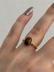 Lodie Silver Pierścionek z kamieniem ozdobnym rozmiar: onesize. Brązowe pierścionki Lodie Silver, z mosiądzu. Za 97.96 zł.