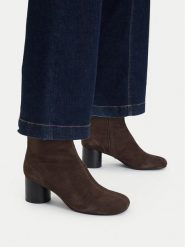 GINO ROSSI Botki EO-HALA-VI887-03-8S Brązowy. Brązowe botki Gino Rossi, bez wzorów, ze skóry, bez obcasa, na słupku, bez zapięcia. Za 449.99 zł.