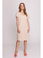 Stylove Sukienka w kolorze beżowym rozmiar: XL. Brązowe sukienki Stylove, na co dzień, xl, bez wzorów, bez kołnierzyka, bez ramiączek, midi, proste. Za 241.95 zł.