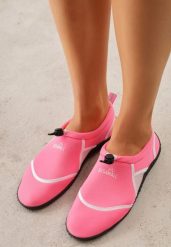 Fuksjowo-Białe Wsuwane Buty Sportowe do Wody z Elastyczną Cholewką Vetilore. Czerwone buty treningowe Renee, na lato, bez wzorów, bez zapięcia, do pływania. Za 49.99 zł.