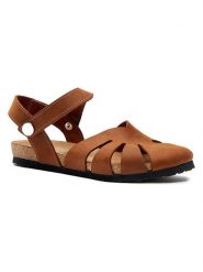Comfortfusse Skórzane sandały w kolorze brązowym rozmiar: 37. Brązowe sandały Comfortfüße, bez wzorów, z nubiku, klasyczne, bez obcasa, bez zapięcia. Za 215.21 zł.
