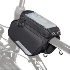 Torba rowerowa na ramę Wozinsky wodoodporna z pokrowcem na telefon 1,5 L. Czarne torebki klasyczne Wozinsky, bez wzorów, sportowe, bez dodatków. Za 54.90 zł.
