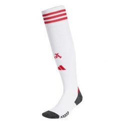 Skarpetki domowe Arsenal 2025/26. Białe skarpetki adidas, bez wzorów. Za 101.50 zł.