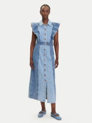 YAS Sukienka jeansowa Cawi 26037659 Niebieski Regular Fit. Niebieskie sukienki YAS, bez wzorów, z bawełny, bez kołnierzyka, bez ramiączek. Za 599.99 zł.