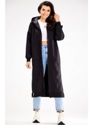 Awama Płaszcz dresowy w kolorze czarnym rozmiar: S/M. Czarne płaszcze Awama, m, bez wzorów, z dresówki, bez kaptura. Za 217.95 zł.