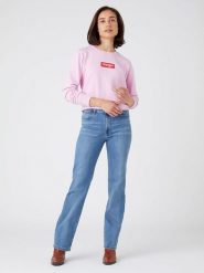 Wrangler Dżinsy - Regular fit - w kolorze błękitnym rozmiar: W27/L32. Niebieskie jeansy Wrangler, l, z aplikacjami, z bawełny, klasyczne, z podwyższonym stanem. Za 110.29 zł.
