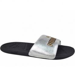 Klapki damskie Puma Cool Cat 2.0. Szare klapki Puma, bez wzorów, z materiału, sportowe, bez obcasa, bez zapięcia. Za 136.95 zł.