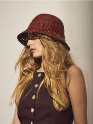 Kapelusz bucket z rafii - brązowy. Brązowe kapelusze Reserved, bez wzorów. Za 139.99 zł.