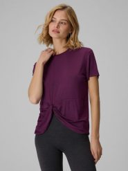 4F T-shirt regular z marszczeniem i modalem damski - fioletowy S. Fioletowe t-shirty 4f, s, bez wzorów, z materiału, klasyczne, bez kołnierzyka, bez ramiączek. Za 89.99 zł.