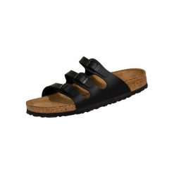 Klapki damskie Birkenstock Florida Birkoflor. Czarne klapki Birkenstock, bez wzorów, z materiału, bez obcasa, bez zapięcia. Za 661.00 zł.