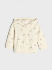 Rozpinana bluza z kapturem z motywem misiów - kremowy. Białe bluzy z kapturem Sinsay, m, bez wzorów, z kapturem. Za 19.99 zł.
