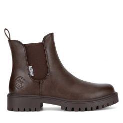 Sztyblety Beverly Hills Polo Club. Brązowe botki Beverly Hills Polo Club, bez wzorów, bez obcasa, na płaskiej podeszwie, bez zapięcia. Za 160.99 zł.