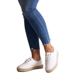 Białe espadryle Big Star LL274833 101. Białe espadryle bez wzorów, retro, bez obcasa, na platformie. Za 178.79 zł.