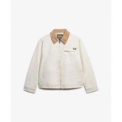 Kurtka damska Superdry Ranch. Białe kurtki Superdry, bez wzorów, bez kaptura. W wyprzedaży za 395.85 zł.