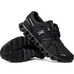 Buty treningowe damskie czarne On Running Cloud 5. Czarne buty treningowe On Running, bez wzorów, z tkaniny, bez zapięcia. Za 599.00 zł.