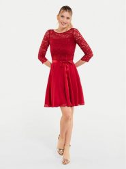 Swing Sukienka koktajlowa 77761210 Czerwony Regular Fit. Czerwone sukienki Swing, bez wzorów, z syntetyku, wizytowe, bez kołnierzyka, bez ramiączek. Za 669.99 zł.