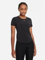 Nike Koszulka sportowa w kolorze czarnym rozmiar: M. Czarne t-shirty sportowe Nike, m, bez wzorów, z materiału, bez ramiączek, outdoorowe. Za 163.26 zł.