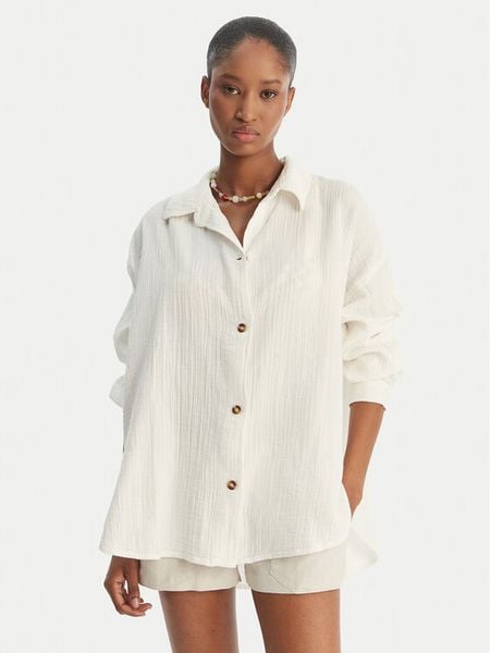 Roxy Koszula Morning Time ERJWT03674 Écru Relaxed Fit. Białe koszule Roxy, s, bez wzorów, z bawełny, bez kołnierzyka, bez ramiączek. Za 269.99 zł.