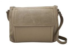Torebka skórzana z zamszową klapką - Beżowa. Brązowe torby na laptopa Barberinis, bez wzorów, ze skóry, na ramię, zamszowe. Za 177.99 zł.