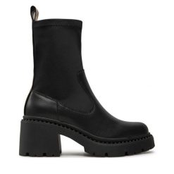 Botki Pepe Jeans. Czarne botki Pepe Jeans, bez wzorów, z jeansu, bez obcasa, na słupku, bez zapięcia. Za 419.99 zł.