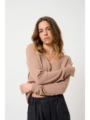 AUTHENTIC CASHMERE Kaszmirowy sweter "Giusalet" w kolorze jasnobrązowym rozmiar: S. Brązowe swetry AUTHENTIC CASHMERE, s, bez wzorów, z kaszmiru, bez ramiączek. Za 347.99 zł.