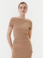 Guess T-Shirt W5YP14 KAQL2 Beżowy Regular Fit. Brązowe t-shirty Guess, xl, z aplikacjami, z syntetyku, bez kołnierzyka, bez ramiączek. Za 149.99 zł.