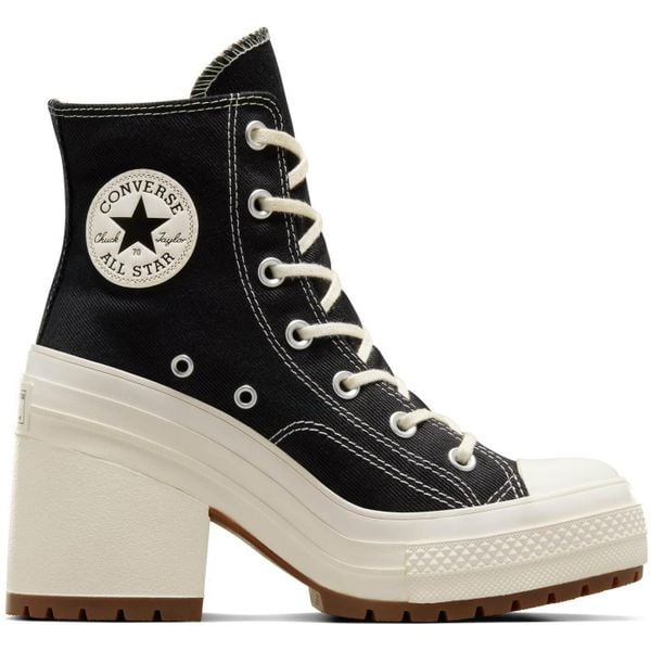Buty sportowe damskie Converse Chuck 70 De Luxe Heel. Czarne buty sportowe lifestyle Converse, bez wzorów, casualowe, bez zapięcia. W wyprzedaży za 433.50 zł.