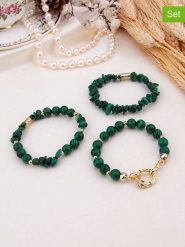 L'Atelier de Gaia Bransoletki (3 szt.) rozmiar: onesize. Zielone bransoletki L'Atelier de Gaia, z malachitem, z mosiądzu. Za 119.95 zł.