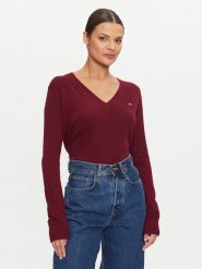 Tommy Jeans Sweter Essential DW0DW18670 Bordowy Regular Fit. Czerwone swetry Tommy Jeans, l, bez wzorów, z jeansu, bez ramiączek. Za 219.99 zł.