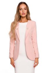 Elegancki Żakiet z Ozdobnymi Guzikami - Pudrowy. Czarne marynarki i żakiety Cud Moda, l, bez wzorów, z elastanu, eleganckie, bez ramiączek. Za 298.90 zł.