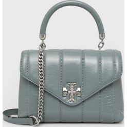 Tory Burch torebka skórzana kolor turkusowy. Niebieskie torebki klasyczne Tory Burch, bez wzorów, na ramię, pikowane, bez dodatków. Za 3,509.90 zł.