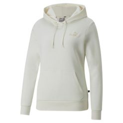 Bluza damska Puma ESS+ Embroidery Hoodie FL. Białe bluzy Puma, l, bez wzorów, z bawełny, klasyczne, bez ramiączek, z kapturem. Za 319.55 zł.