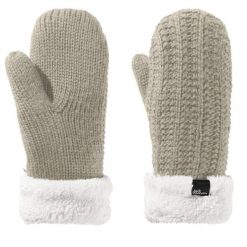Rękawiczki turystyczne zimowe damskie Jack Wolfskin Highloft Knit Mitten. Szare rękawiczki Jack Wolfskin, bez wzorów, z poliesteru, sportowe. Za 108.64 zł.