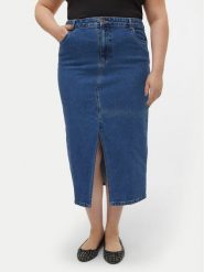 Vero Moda Curve Spódnica jeansowa Veri 10308406 Niebieski Regular Fit. Niebieskie spódnice Vero Moda Curve, bez wzorów, z bawełny. Za 149.99 zł.