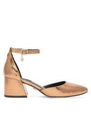 Nine West Czółenka FARIA FF-2377 Brązowy. Brązowe czółenka Nine West, bez wzorów, ze skóry, bez obcasa, bez zapięcia. Za 159.99 zł.