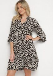 Czarna Sukienka Rozkloszowana z Bawełny w Etniczny Wzór Zalista. Czarne sukienki Born2be, na co dzień, l, bez wzorów, z bawełny, boho, bez kołnierzyka, bez ramiączek, mini, rozkloszowane. Za 69.99 zł.