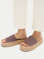 Calvin Klein Klapki Flatf Espa Mule Nub Mg HW0HW02890 Brązowy. Brązowe klapki Calvin Klein, bez wzorów, z nubiku, bez obcasa, bez zapięcia. Za 262.99 zł.