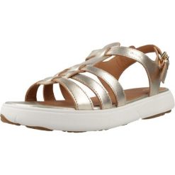 Sandały GEOX D NEBULA 2.0 C S Złoty. Żółte sandały Geox, bez wzorów, ze skóry, bez obcasa, bez zapięcia. Za 422.99 zł.